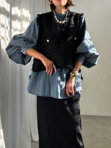 画像9: ●激推し●低身長さんも高身長さんもバランスよく着れるツイードベスト●新色登場●【LIVEご紹介アイテム】tweed short vest (9)