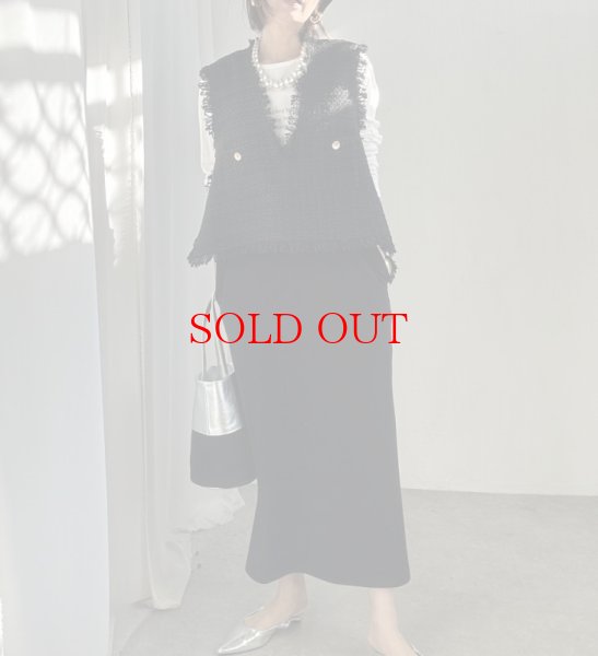 画像8: ●SALE●【12/16 LIVEアイテム】●低身長さんも高身長さんもバランスよく着れるツイードベスト●（ブラック×ホワイト） (8)