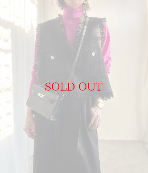 画像11: ●SALE●【12/16 LIVEアイテム】●低身長さんも高身長さんもバランスよく着れるツイードベスト●（ブラック×ホワイト） (11)