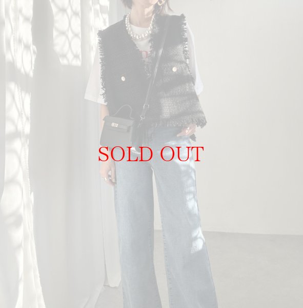 画像10: ●SALE●【12/16 LIVEアイテム】●低身長さんも高身長さんもバランスよく着れるツイードベスト●（ブラック×ホワイト） (10)