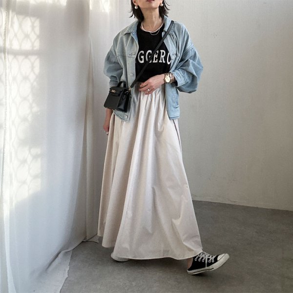 画像35: ●新色追加!!●広がらないフレアスカート●激推し●LAMER着回しアイテム【LIVEご紹介アイテム】●タックフレアスカート (35)