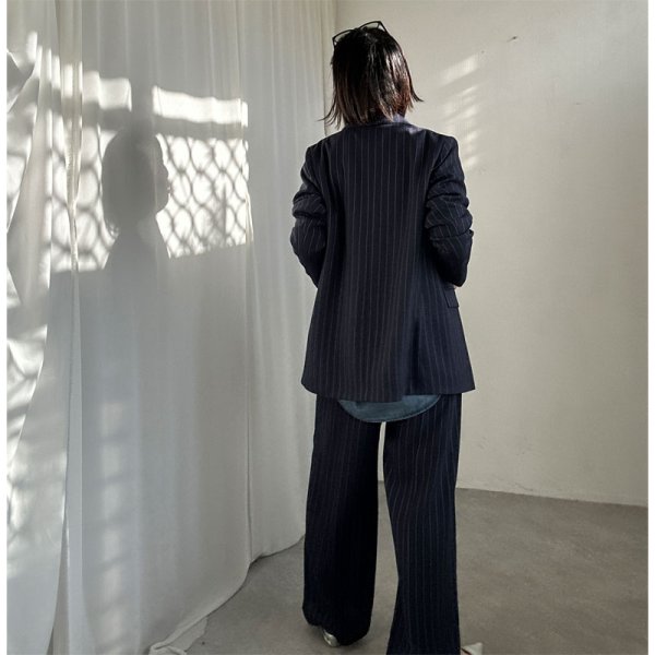 画像17: ●SALE●【LIVEご紹介アイテム】●リネンライクピンストライプWジャケット(ワイドパンツとセットアップ可能) (17)