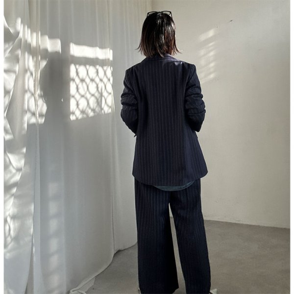 画像20: ●SALE●【LIVEご紹介アイテム】●リネンライクピンストライプWジャケット(ワイドパンツとセットアップ可能) (20)