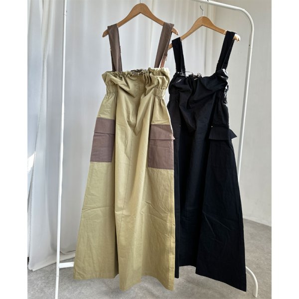 画像4: ●SALE●【LIVEご紹介アイテム】●ウエストデザインサロペワンピ (4)