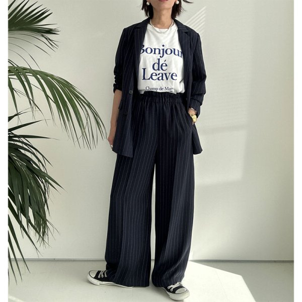 画像11: ●SALE●【LIVEご紹介アイテム】●リネンライクピンストライプWジャケット(ワイドパンツとセットアップ可能) (11)