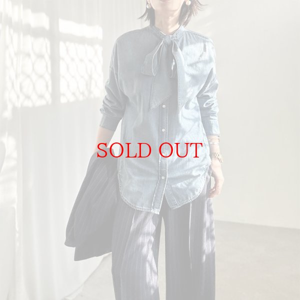 画像2: ●ボータイ×デニムが一癖●【LIVEご紹介アイテム】●ボータイデニムシャツ (2)