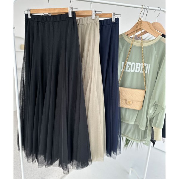 画像4: ●再再販!!●膨らまないチュールスカート●【LIVEご紹介アイテム】ラインチュールスカート (4)