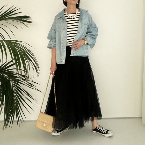 画像6: ●再再販!!●膨らまないチュールスカート●【LIVEご紹介アイテム】ラインチュールスカート (6)