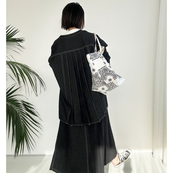 画像4: ●デニム×プリ―ツドッキング(セットアップ可能)●【LIVEご紹介アイテム】プリーツドッキングデニムスカート (4)