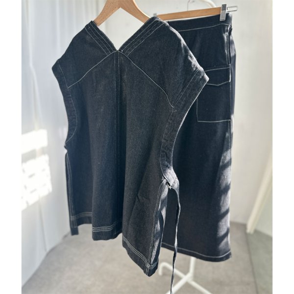 画像4: ●【LIVEご紹介アイテム】Vネックデニムベスト(セットアップ可能) (4)