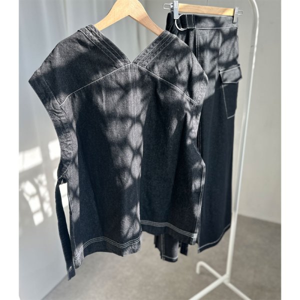 画像2: ●【LIVEご紹介アイテム】Vネックデニムベスト(セットアップ可能) (2)