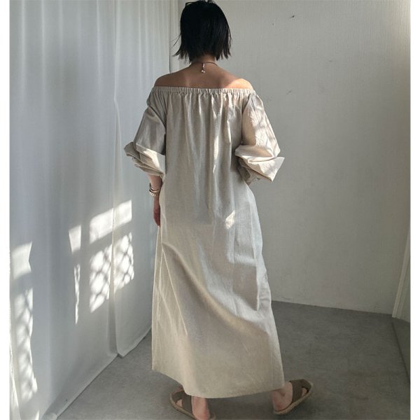 画像4: ●オフショルにも出来ちゃう2wayタイプ●【LIVEご紹介アイテム】2wayロングリネンワンピ (4)