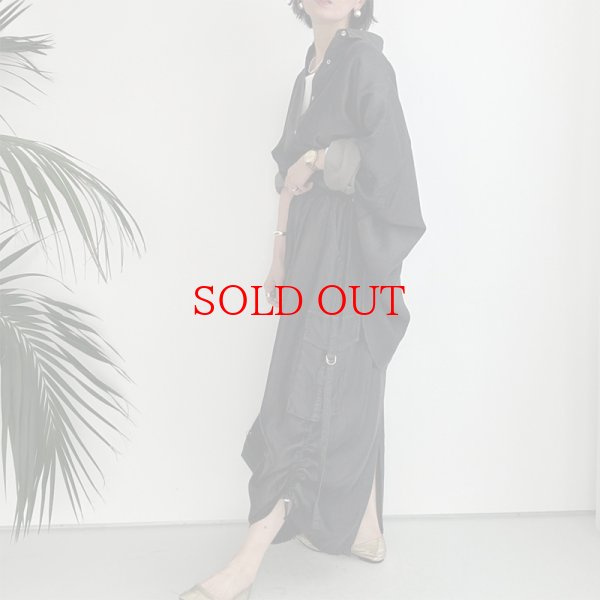 画像6: ●テロテロ素材●【LIVEご紹介アイテム】ブラックデニムオーバーシャツ(セットアップ可能) (6)