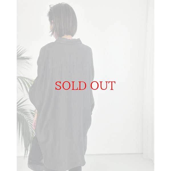 画像8: ●テロテロ素材●【LIVEご紹介アイテム】ブラックデニムオーバーシャツ(セットアップ可能) (8)