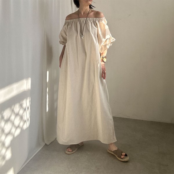 画像2: ●オフショルにも出来ちゃう2wayタイプ●【LIVEご紹介アイテム】2wayロングリネンワンピ (2)