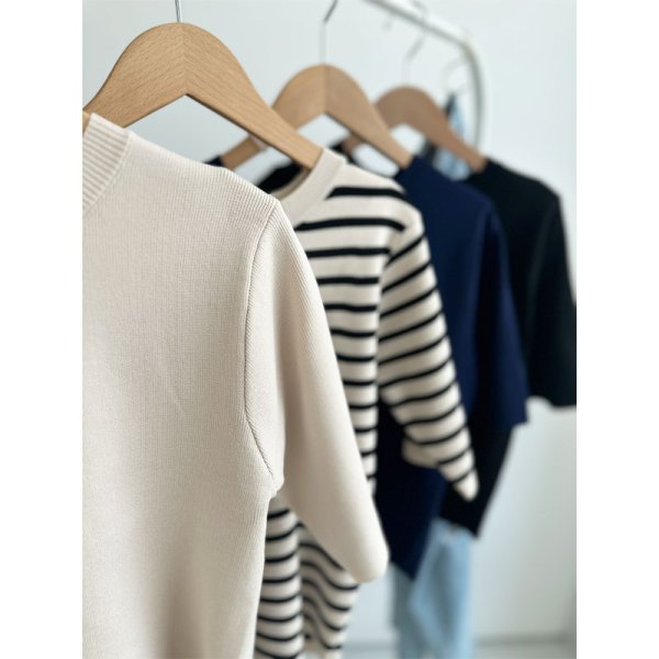 画像4: ●SALE●ありそうでない!?シルエットバランス【LIVEご紹介アイテム】●5分袖ショートニット (4)