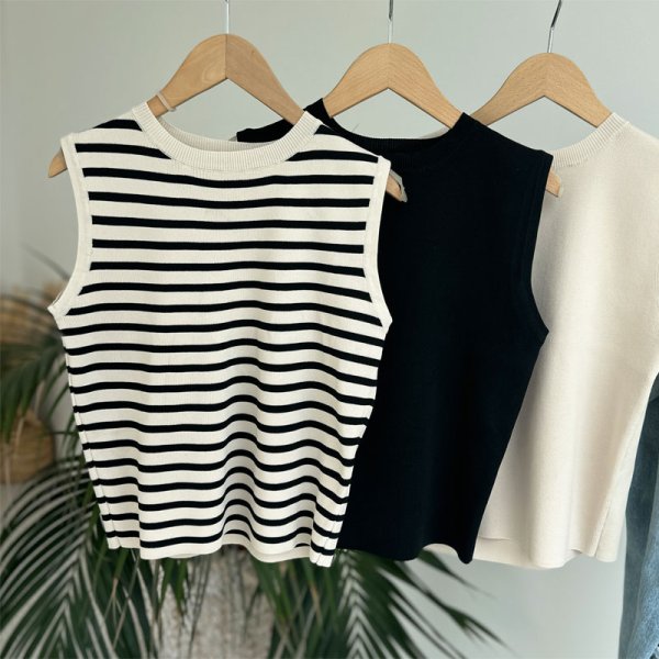 画像3: ●SALE●ありそうでない!?シルエットバランス【LIVEご紹介アイテム】●ノースリショートニット (3)