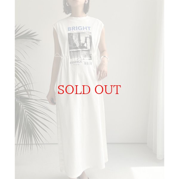 画像2: ●2wayシルエット●【LIVEご紹介アイテム】●フォトプリント異素材ドッキングロングワンピ (2)