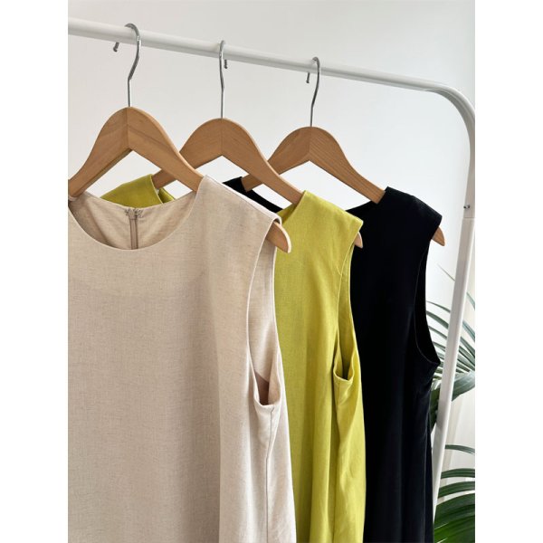 画像2: ●SALE●さらりと着れる大人のシンプルワンピ【LIVEご紹介アイテム】●リネンミックスロングワンピ (2)