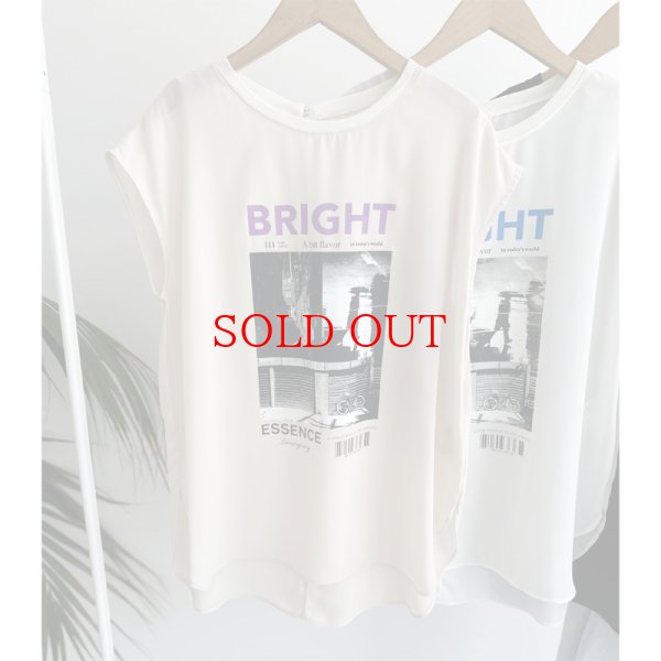 画像2: ●再販●きれい見え素材で大人のカジュアルスタイルに【LIVEご紹介アイテム】●転写プリントロゴシアートップス (2)