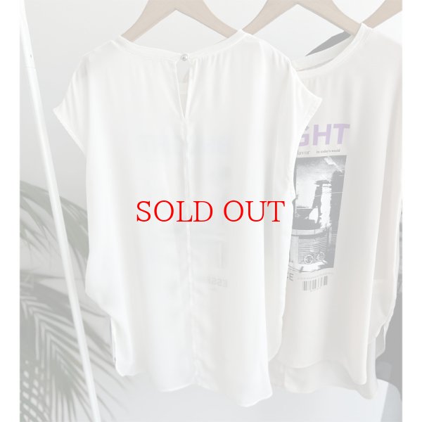 画像5: ●再販●きれい見え素材で大人のカジュアルスタイルに【LIVEご紹介アイテム】●転写プリントロゴシアートップス (5)