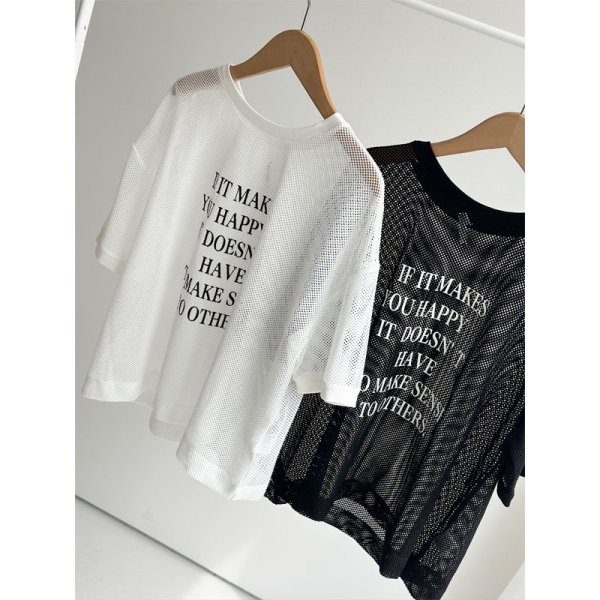 画像2: ●SALE●【LIVEご紹介アイテム】●半袖メッシュロゴトップス (2)