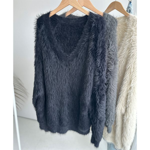 画像4: ●ゆるっと大人な雰囲気◎シャギーVネックニット【LIVEご紹介アイテム】 (4)