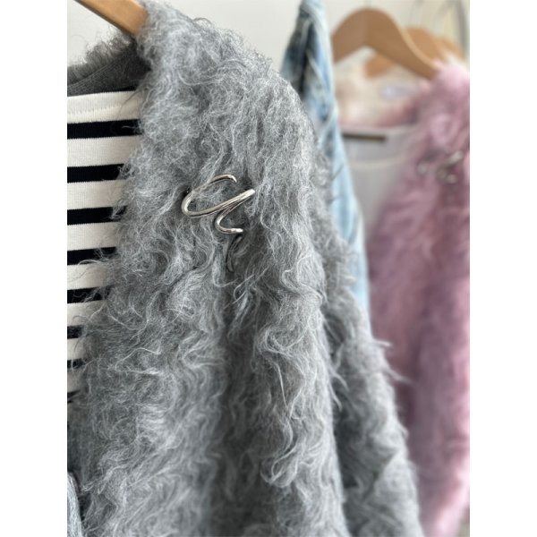 画像6: ●メーカー在庫限り●半額!!SALE●30日まで●【11/28 LIVEアイテム】●ブローチ付シャギーニットカーディガン (6)