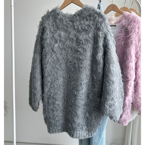 画像5: ●メーカー在庫限り●半額!!SALE●30日まで●【11/28 LIVEアイテム】●ブローチ付シャギーニットカーディガン (5)