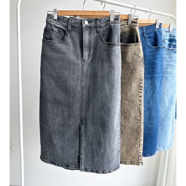 画像3: 【2/11 LIVEご紹介アイテム】ストレッチデニムスカート (3)