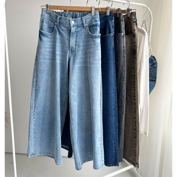 画像4: 【2/11 LIVEご紹介アイテム】ストレッチデニムワイドパンツ (4)