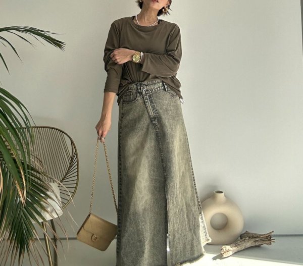 画像4: ●色合いがオシャレなデニムシリーズ●セットアップ可能●【LIVEご紹介アイテム】●アシメデザインデニムスカート (4)