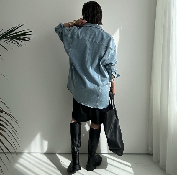 画像20: ◆ストレッチが効いて着心地抜群!!●受注●【LIVEご紹介アイテム】●オーバーデニムシャツジャケット (20)