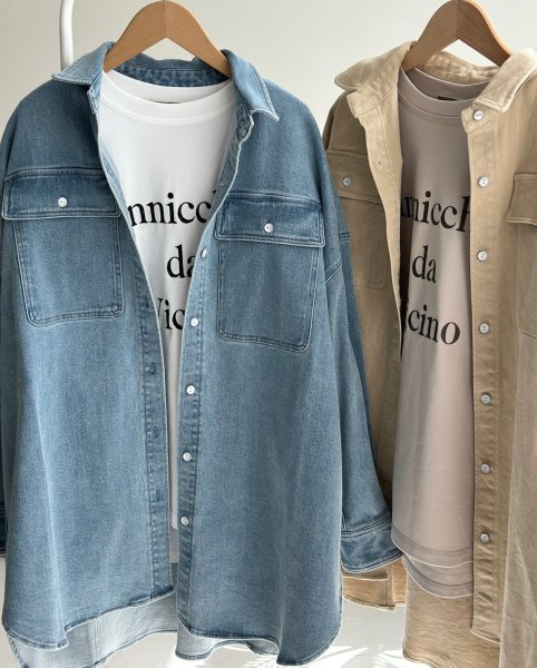 画像2: ◆ストレッチが効いて着心地抜群!!●受注●【LIVEご紹介アイテム】●オーバーデニムシャツジャケット (2)