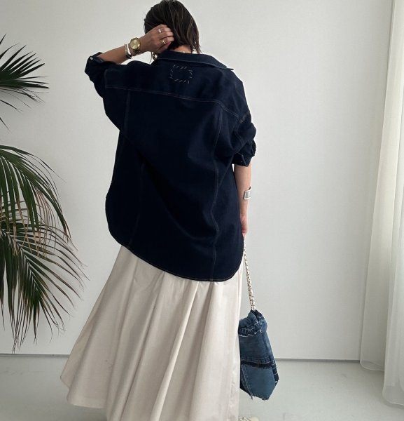 画像13: ◆ストレッチが効いて着心地抜群!!●受注●【LIVEご紹介アイテム】●オーバーデニムシャツジャケット (13)