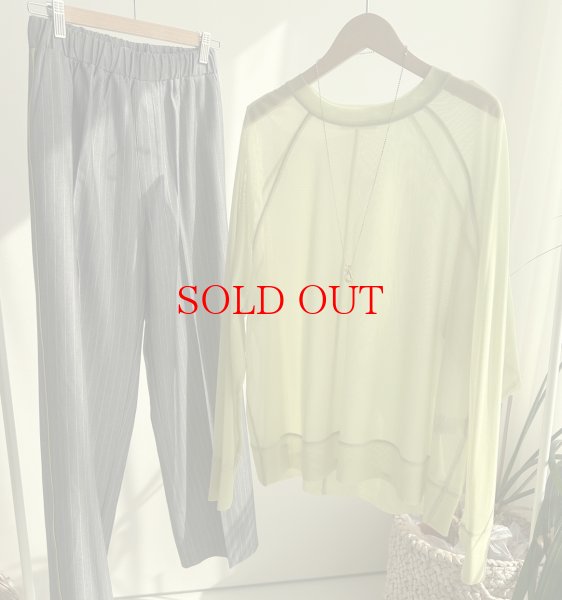 画像2: ●伸びーるシアー●差し色にも可愛いゆるっとシア―トップス●【LIVEご紹介アイテム】●ライムカラーストレッチシア―トップス (2)