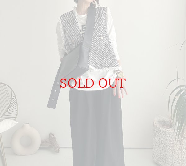 画像2: ●SALE●【12/16 LIVEアイテム】●低身長さんも高身長さんもバランスよく着れるツイードベスト●（ブラック×ホワイト） (2)