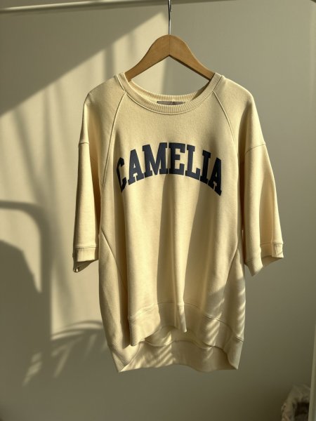 画像1: 【SALE LIVE ご紹介アイテム】ハーフスリーブロゴスエットアイボリー (1)