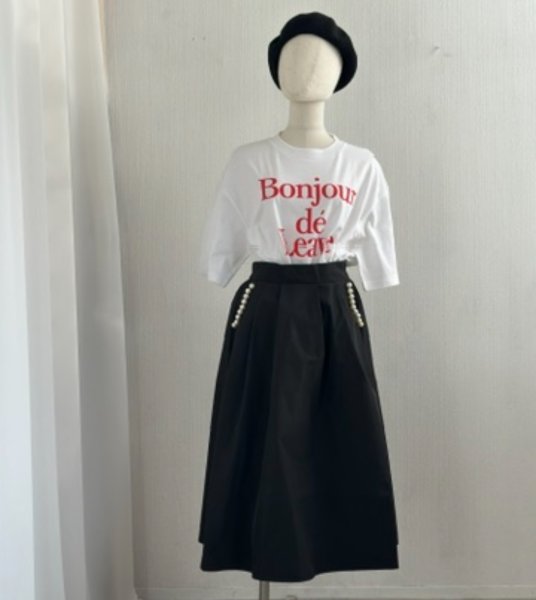 画像3: 【SALE LIVE ご紹介アイテム】パールポケットタフタスカート（低身長さんにおすすめ） (3)