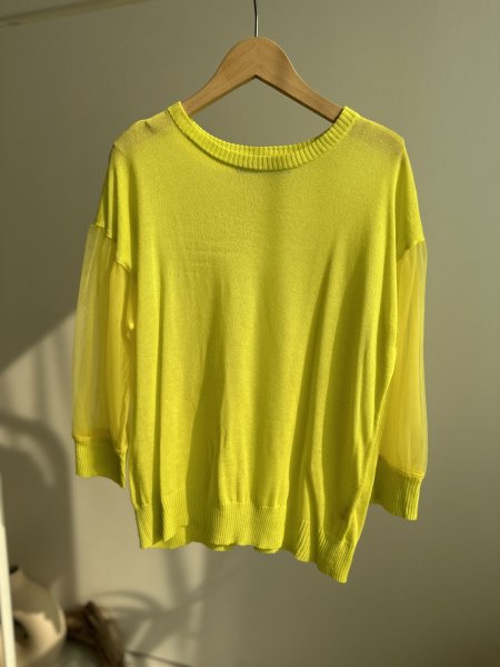 画像1: 【SALE LIVE ご紹介アイテム】シアースリーブプルオーバーイエロー (1)