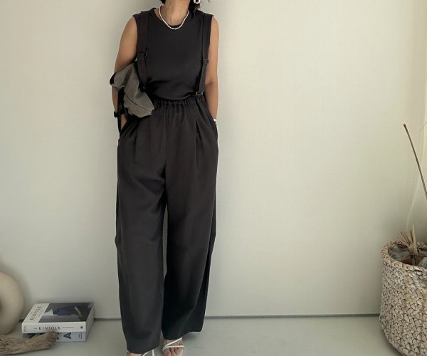 画像16: ●サロペとしてもパンツとしても使える◎【3/24 LIVEご紹介アイテム】●2wayリネンカーブサロペ (16)