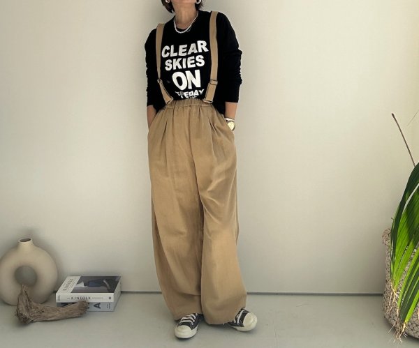 画像33: ●サロペとしてもパンツとしても使える◎【3/24 LIVEご紹介アイテム】●2wayリネンカーブサロペ (33)