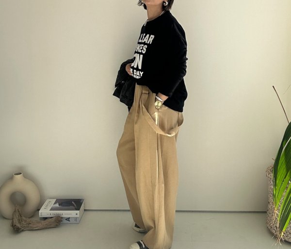 画像32: ●サロペとしてもパンツとしても使える◎【3/24 LIVEご紹介アイテム】●2wayリネンカーブサロペ (32)