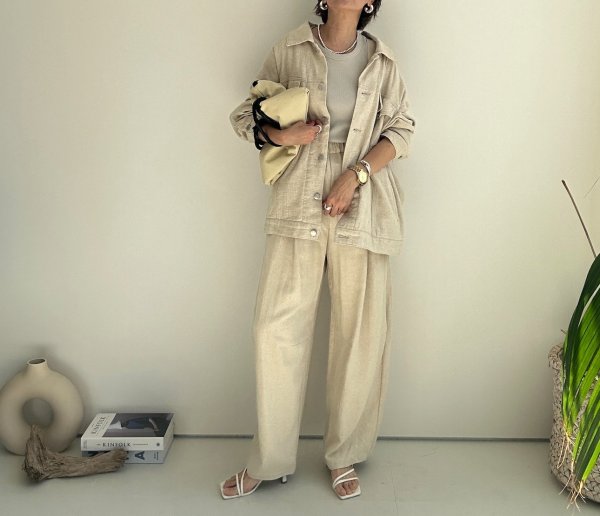 画像26: ●サロペとしてもパンツとしても使える◎【3/24 LIVEご紹介アイテム】●2wayリネンカーブサロペ (26)