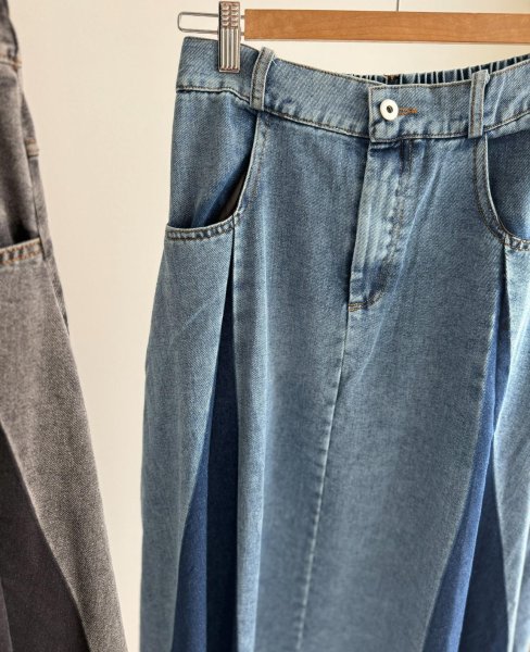 画像3: ●【LIVEご紹介アイテム】●バイカラーデニムスカート (3)