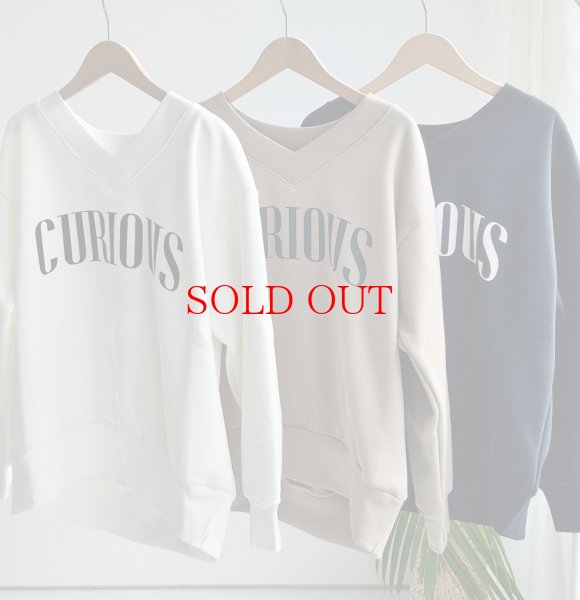 画像1: ●SALE●【12/25 LIVEアイテム】裏ボアであったか●Vネック裏ボアロゴスエット（ホワイト） (1)