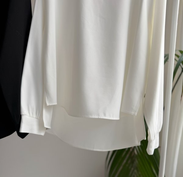 画像2: ◆オリジナル◆インせずに着れてヒップは隠せる神丈!!Lサイズもあります●激推し認定●LIVEご紹介アイテム】●ベーシックマルチリブ袖トップス(前後差ショート) (2)