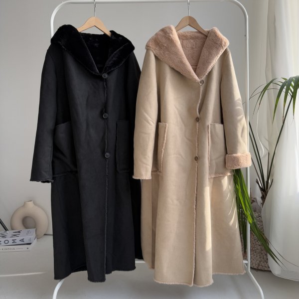 画像2: ●【 LIVEご紹介アイテム】●ムートンファーロングコート (2)