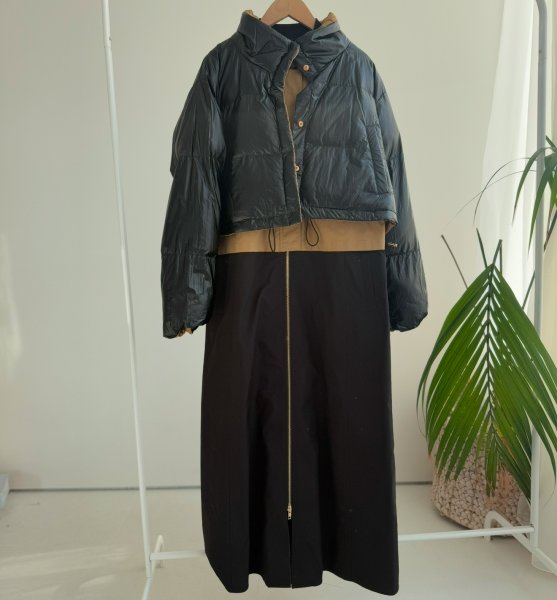 画像3: ●【 LIVEご紹介アイテム】●配色ワンピース＋中綿ショートジャケットSET (3)