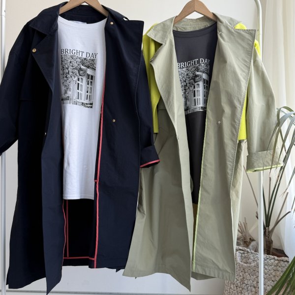 画像3: 【1/28 LIVEご紹介アイテム】●カラーパイピングトレンチライクコート (3)